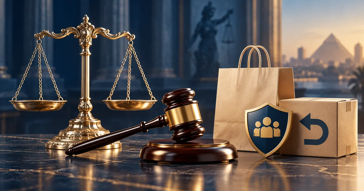 قانون حماية المستهلك وحقوق الاستبدال والاسترجاع مع ميزان العدالة والمنتجات.