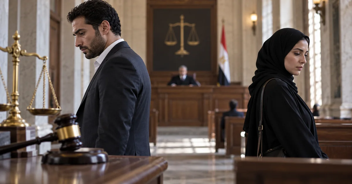 زوج وزوجة في نزاع حول الطلاق في الزواج العرفي أمام محكمة الأسرة في مصر
