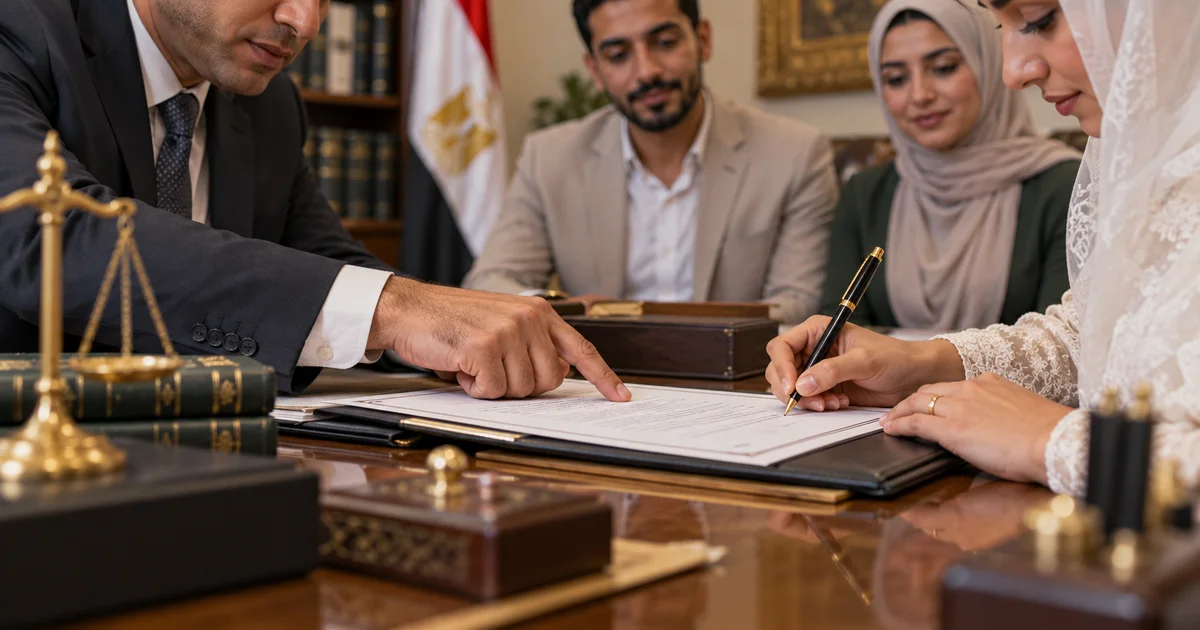 مراجعة عقد الزواج العرفي قبل التوقيع بحضور المحامي والشهود