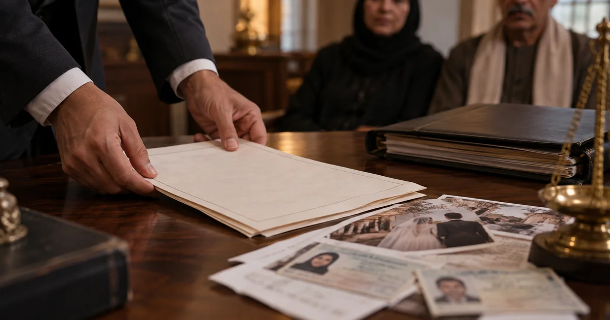 مستندات وعقد زواج عرفي وصور شخصية يتم تجهيزها ضمن ملف دعوى إثبات الزواج