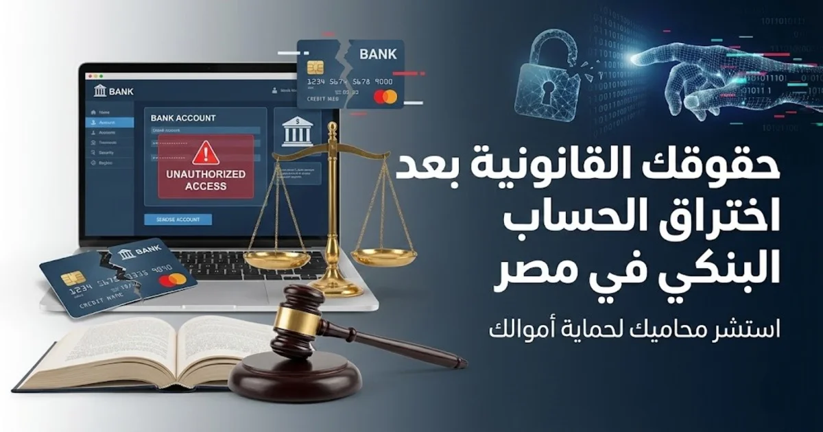 حقوقك القانونية بعد اختراق الحساب البنكي في مصر خطوات إثبات الواقعة وتوثيق الأدلة وتقديم البلاغ لاسترداد المبلغ ومساءلة الجاني قانونيا