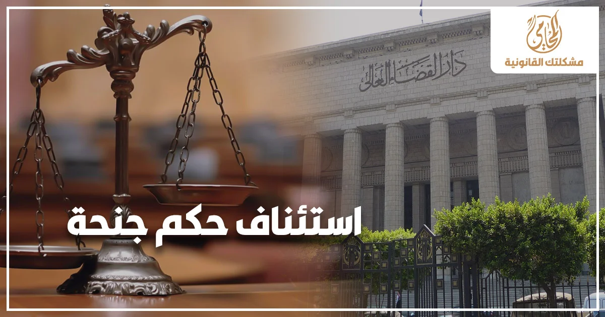 استئناف حكم جنحة في مصر مع ميزان العدالة وواجهة دار القضاء العالي للتعبير عن إجراءات الطعن على أحكام الجنح أمام المحكمة المختصة.
