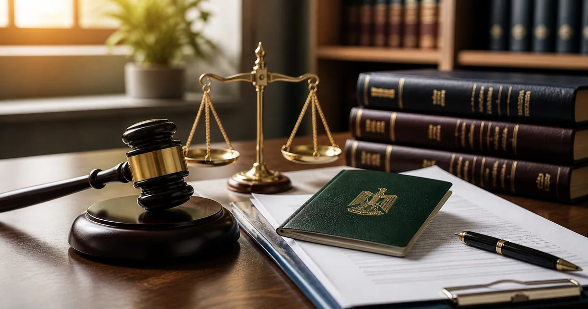 مكتب قانوني يحتوي على أوراق ومستندات رسمية ترمز إلى إجراءات تسوية الموقف التجنيدي.