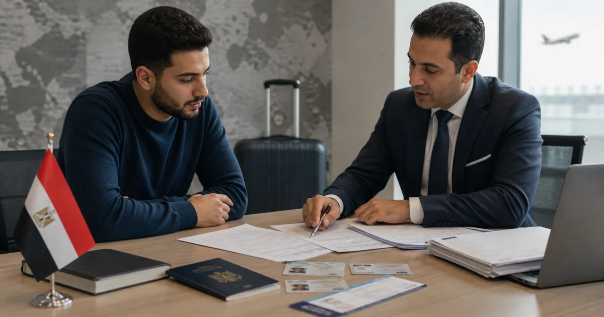 استشارة قانونية حول موقف التجنيد للمصريين بالخارج وتجهيز مستندات السفر والتسوية القانونية.