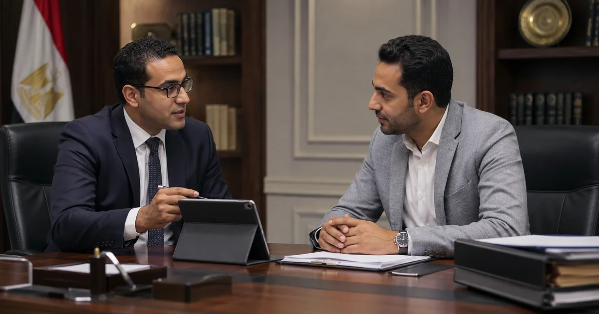 محامي شركات يشرح لصاحب نشاط تجاري إجراءات التسجيل في الإيصال الإلكتروني ومراجعة الالتزامات الضريبية.