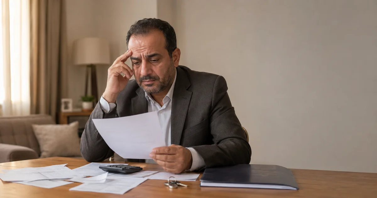 مالك يراجع عقد الإيجار والمبالغ المستحقة بسبب امتناع المستأجر عن السداد