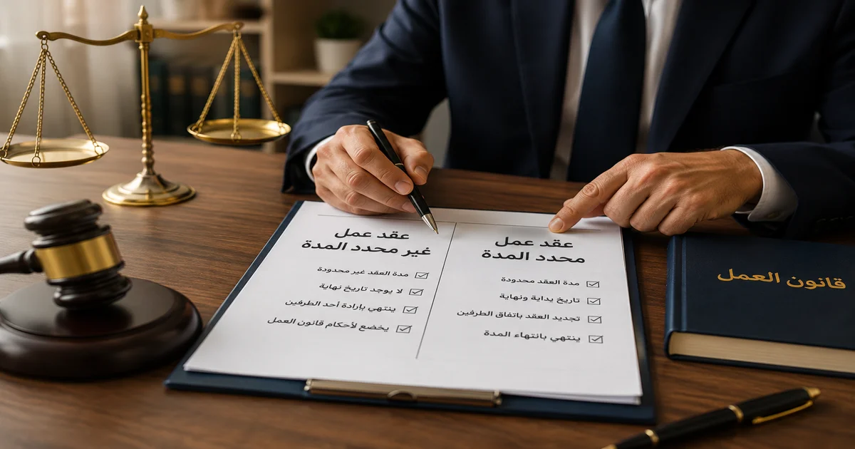العقد محدد المدة وغير محدد المدة في قانون العمل المصري مع توضيح الفرق وحقوق العامل عند إنهاء عقد العمل