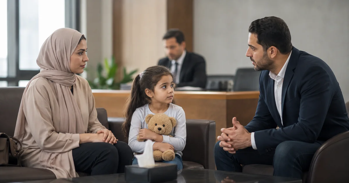 مناقشة قانونية حول نفقة الصغير بعد الطلاق وحقوق الأبناء أمام محكمة الأسرة.