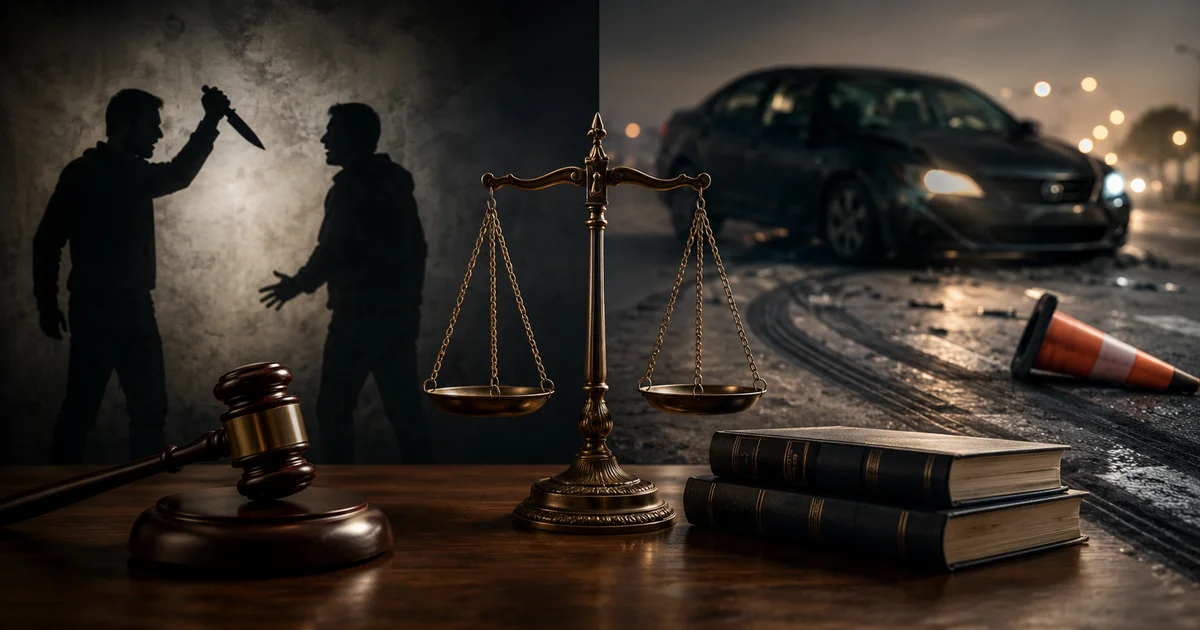 مقارنة بين القتل العمد الناتج عن اعتداء والقتل غير العمد الناتج عن حادث سيارة