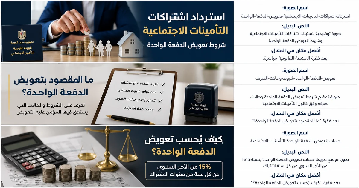 كيفية حساب تعويض الدفعة الواحدة بنسبة 15% من الأجر السنوي عن كل سنة اشتراك