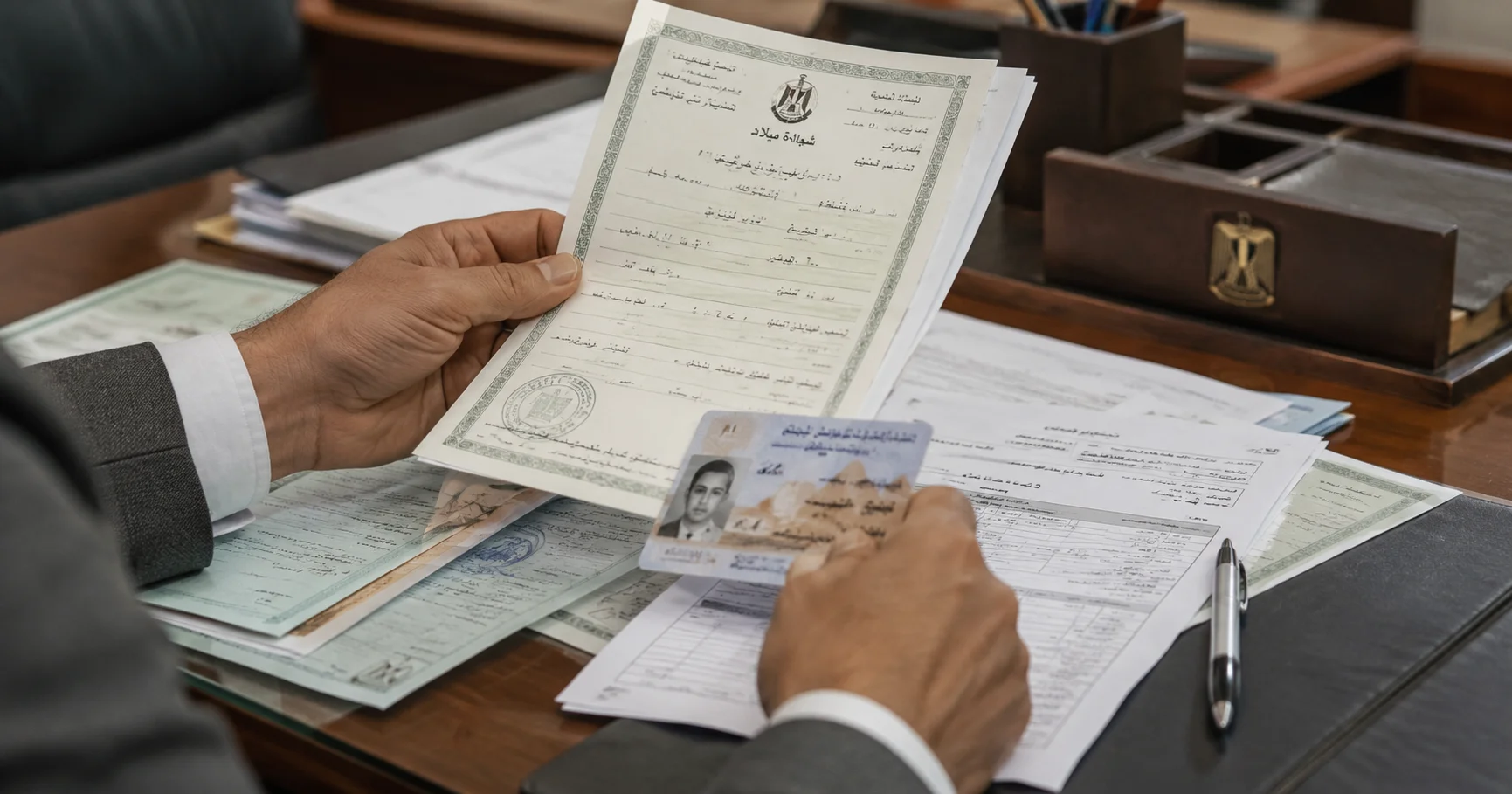 مراجعة شهادة الميلاد وبطاقة الرقم القومي والمستندات المطلوبة لإضافة لقب العائلة.
