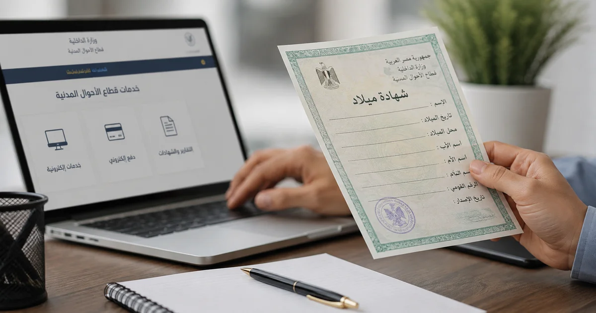 استخراج شهادة ميلاد عبر خدمات قطاع الأحوال المدنية في مصر إلكترونيًا