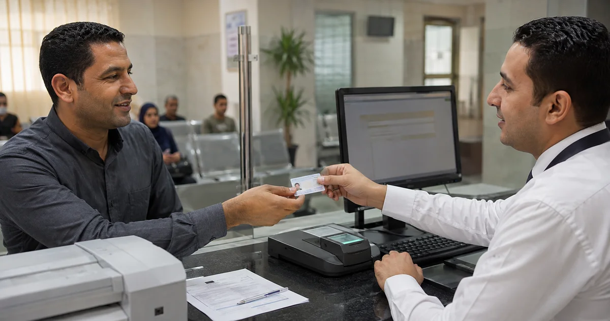استلام بدل فاقد رخصة قيادة من موظف المرور بعد مراجعة البيانات