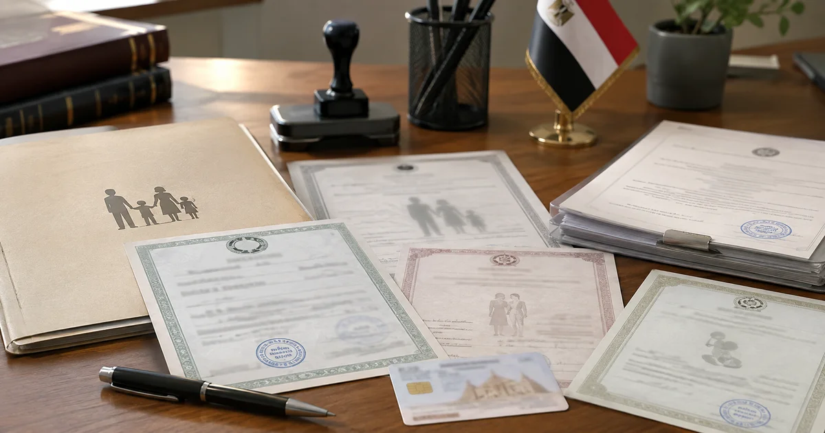 الأوراق والوثائق المرتبطة باستخراج قيد عائلي من السجل المدني في مصر