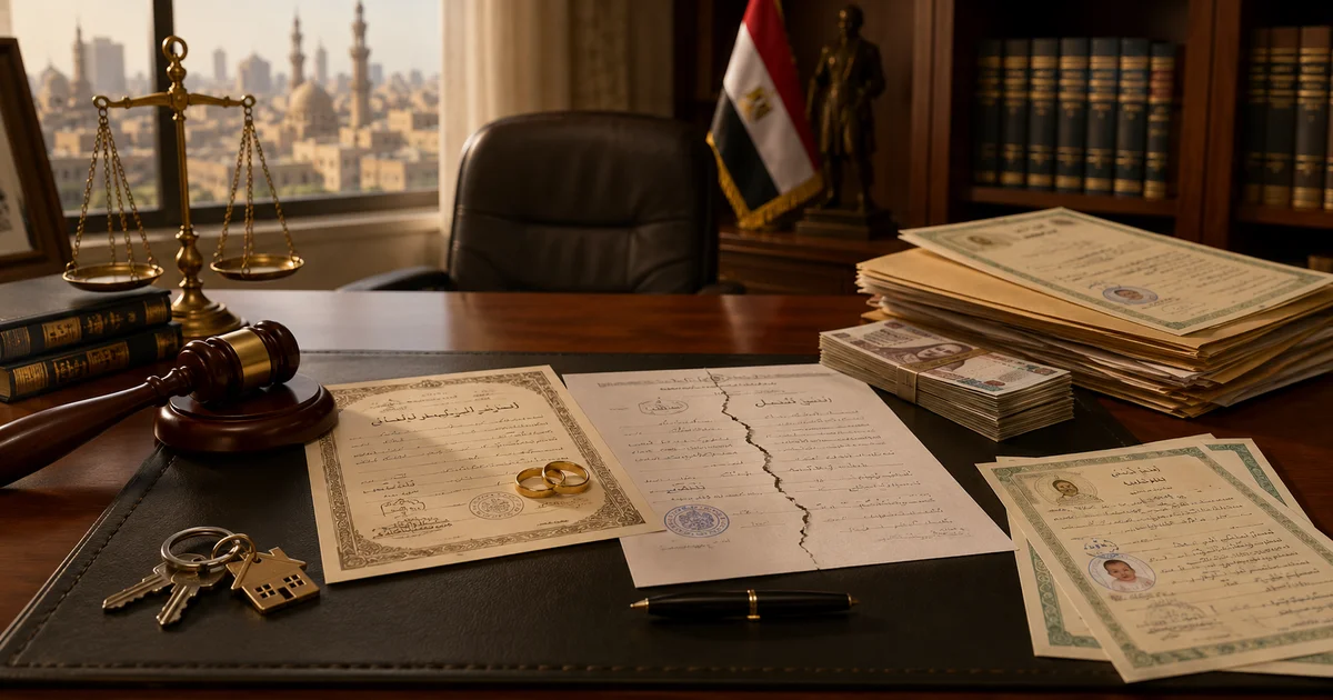 مستندات الحقوق المالية والمسكن والمنقولات بعد الطلاق في القانون المصري