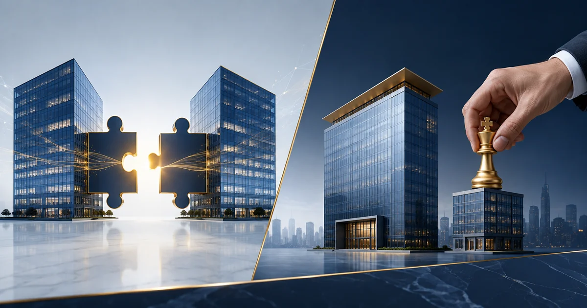 وضيح الفرق بين الاندماج والاستحواذ من خلال دمج الكيانات وانتقال الملكية.