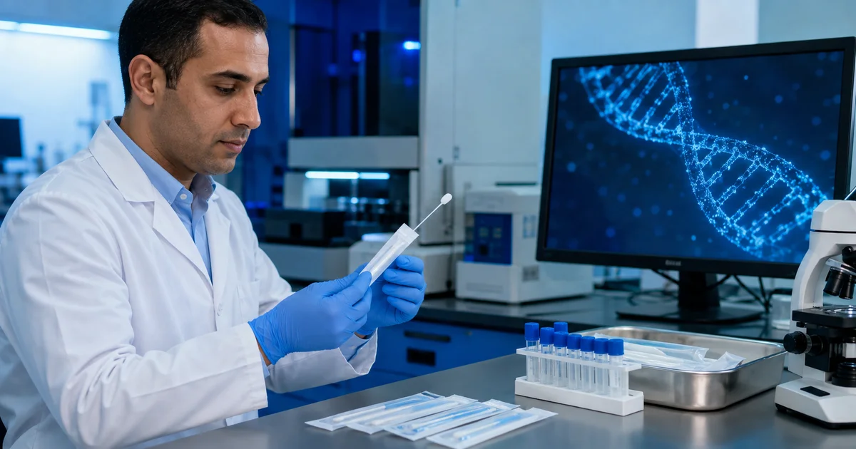 فني مختبر يجري تحليل DNA ضمن أدلة إثبات النسب في القانون المصري