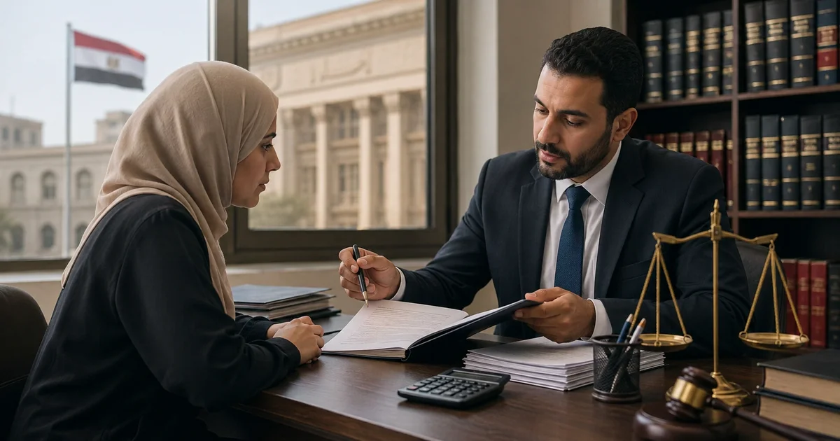 سيدة تراجع مع محامٍ تفاصيل تكلفة قضية الخلع والرسوم وأتعاب المحامي في مصر