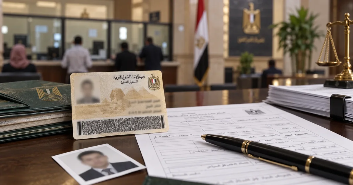 مستندات استخراج بطاقة رقم قومي بدل فاقد مع بطاقة الهوية والصورة الشخصية داخل مكتب الأحوال المدنية