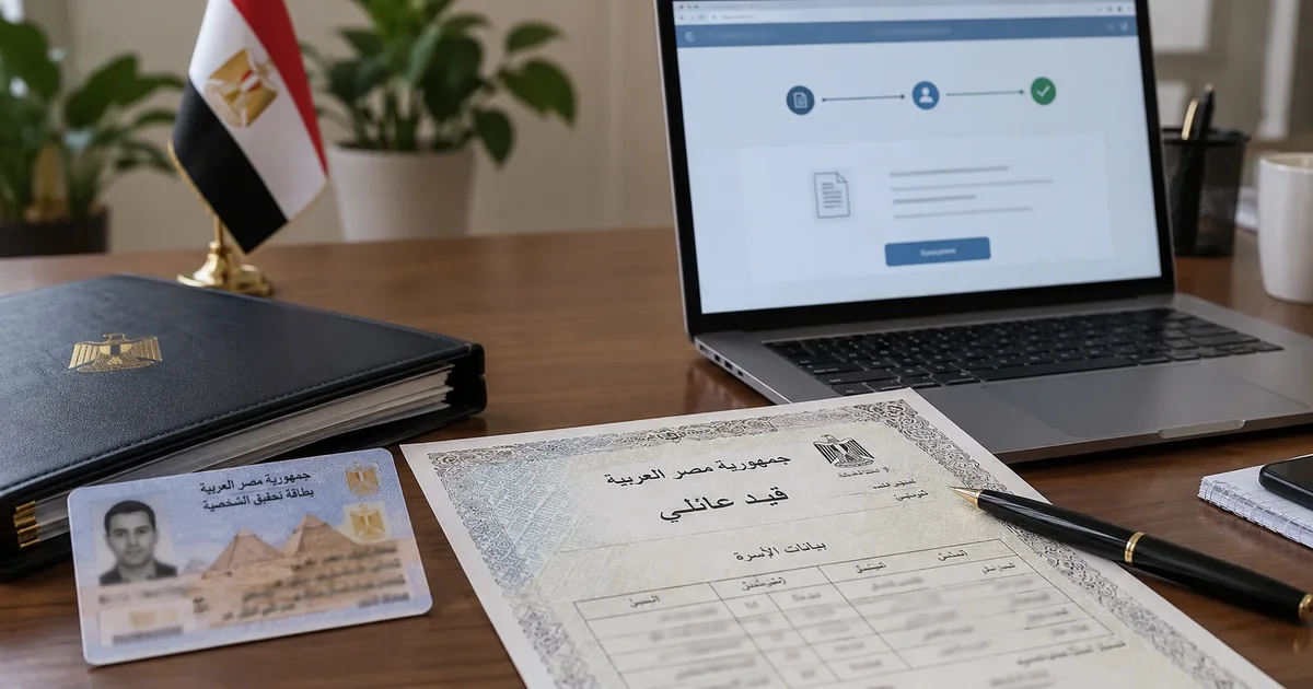 استخراج قيد عائلي إلكتروني عبر موقع حكومي باستخدام بطاقة الرقم القومي واللابتوب