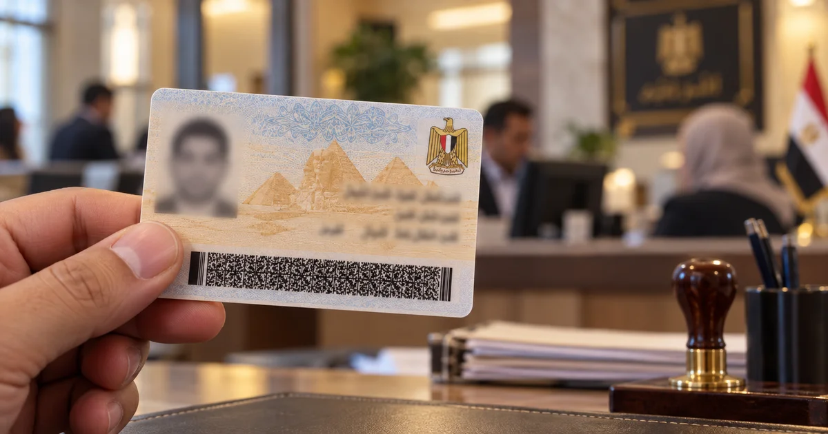 بطاقة رقم قومي مصرية أثناء إجراءات تغيير المهنة في مكتب الأحوال المدنية