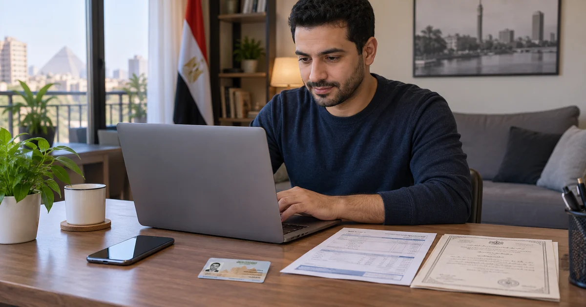 مواطن يراجع مستندات تغيير محل الإقامة في بطاقة الرقم القومي أونلاين