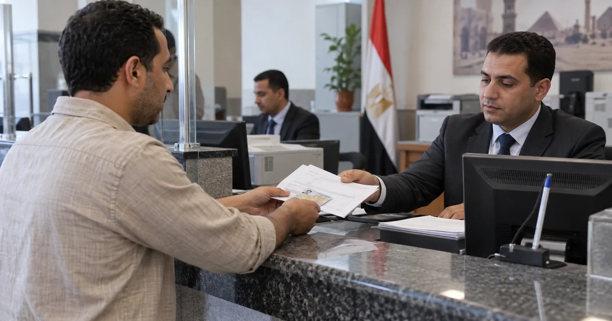 مواطن يقدم مستندات تغيير محل الإقامة في بطاقة الرقم القومي إلى موظف الأحوال المدنية
